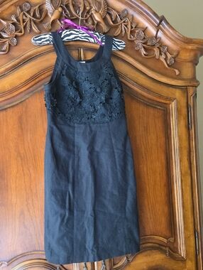 Anthropologie Black Crochet Bodice Sheath Midi Dress